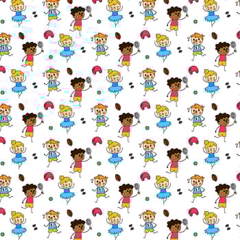 Cute Pattern With People Doing Sport Activities vector
