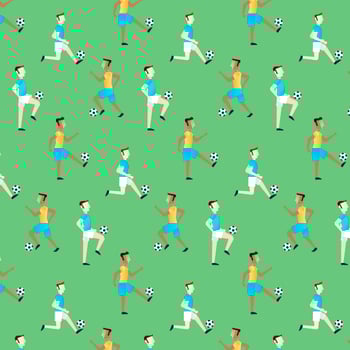 Cute Pattern With People Playing Soccer vector