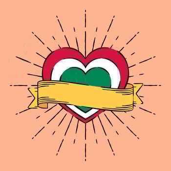 Heart With Ribbon In Tattoo Style Illustration vector