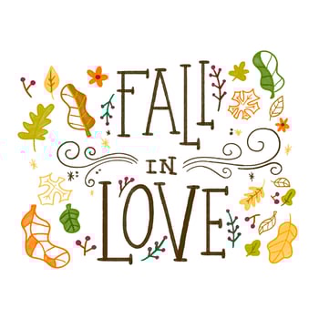 Watercolor Autumn Elements Falling Around Lettering  vector