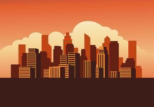 Cityscape Sunset Vector Illustration