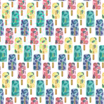 Vector Fruit Ice Cream Seamless Pattern