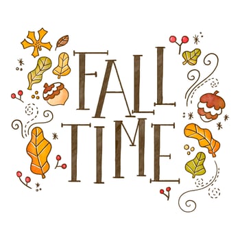 Cute Autumn Background With Leaves And Lettering vector