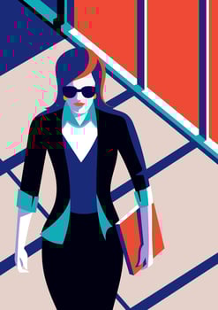 Professional Woman Walking At Office vector