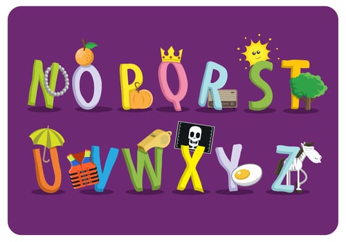 Flat Style School Themed Alphabet vector