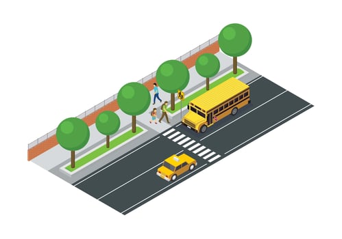 School Bus Isometric Vector