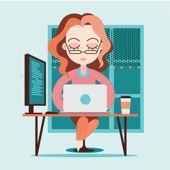 Young Caucasian Woman as Female Developer Profession vector