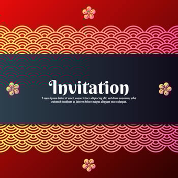 Greeting Invitation Card With Traditional Oriental And Magnolia Blossom Symbols vector