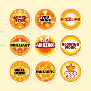 Set of Circle School Award Stickers and Motivational Slogans vector