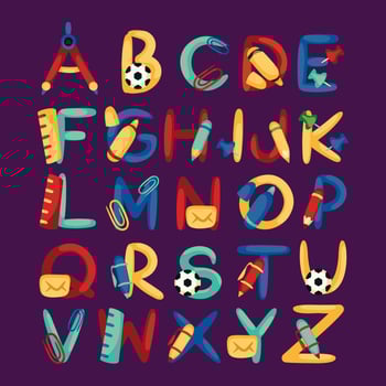 School Themed Alphabet vector