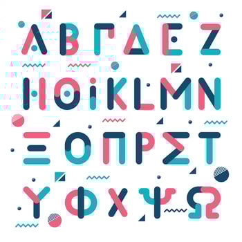 Memphis Style Greek Alphabet vector