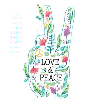 Watercolor Peace Shape Hand Full Of Flowers vector