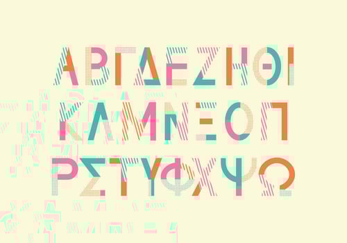 Memphis Style Greek Alphabet Vector