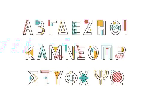 Memphis Style Greek Alphabet Vector