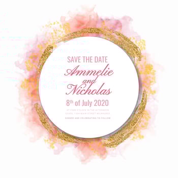 Vector Watercolor and Glitter Save the Date Template