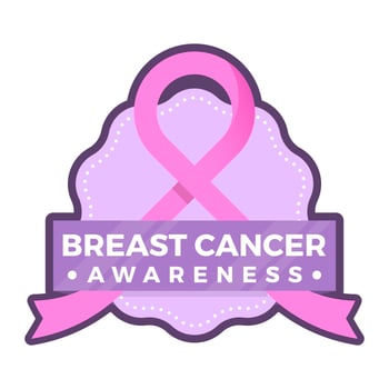 Flat Breast Cancer Awareness badge Social Media Vector Background Template