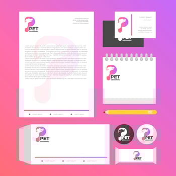 Flat Pet Grooming Corporate Identity Template Vector