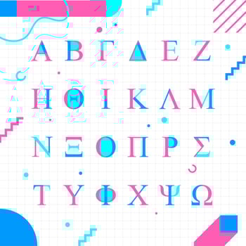 Memphis Style Greek Alphabet Vector