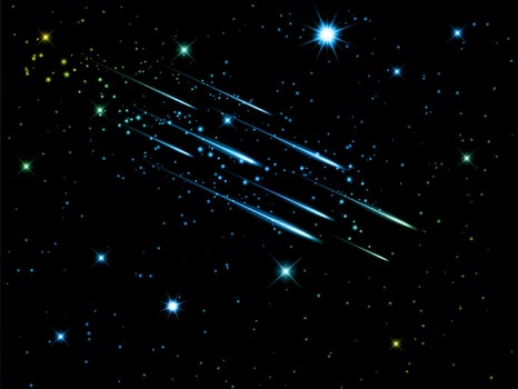 Night sky with shooting stars vector