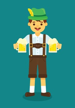 Man In Lederhosen Flat Illustration vector