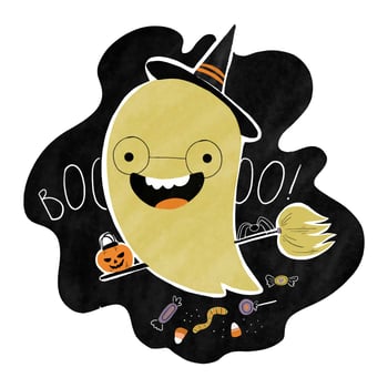 Watercolor Witch Ghost Scene vector