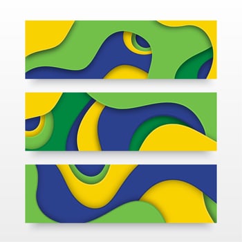 Paper Cut Layered Banners In Brazil Flag Colors vector