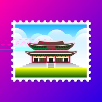 Gyeongbokgung Palace South Korea Postcard Illustration vector