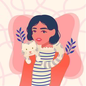 Girl and Her Cat Vector