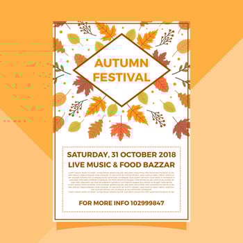 Flat Fall Autumn Festival Poster Vector Template