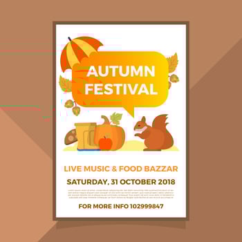 Flat Fall Autumn Festival Poster Vector Template
