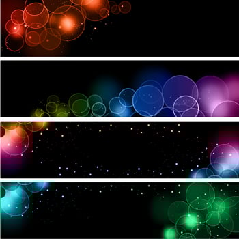 Bokeh light effect banners vector