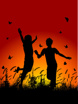 Children running outside vector