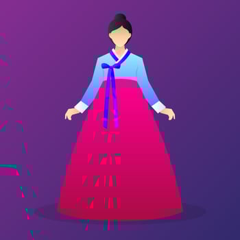 Lady Characters Wearing Hanbok vector