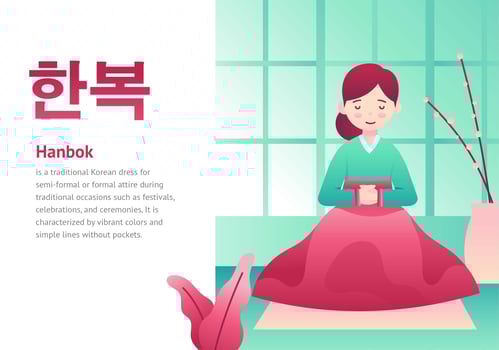 Lady In Hanbok Cartoon Character vector