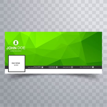Modern green geometric polygon facebook timeline banner vector