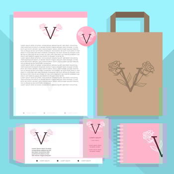 Flat Pink Feminine Corporate Identity Vector Template