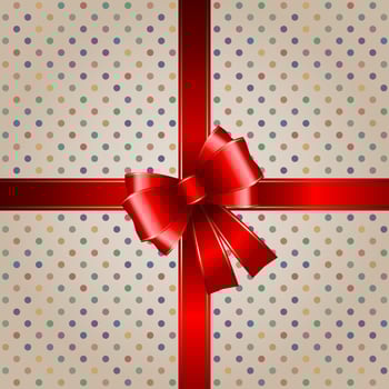 Gift background with red ribbon vector
