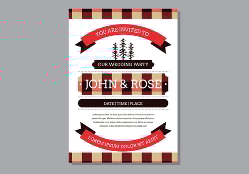 Retro Buffalo Plaid Invitation vector