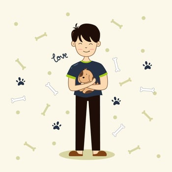 Boy and His Lovely Dog Vector