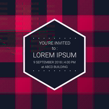 Trendy Lumberjack Pattern Party Invitation Design Template vector