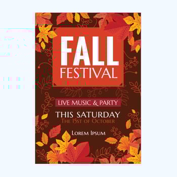 Vector Autumn Party Poster or Fall Festival  with Leaves and Hand drawn