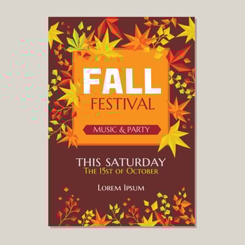 Fall Festival or Autumn Party Poster Template vector