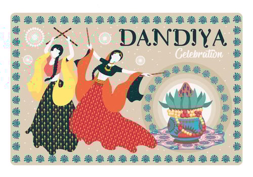 Dandiya And Garba Posters Vector