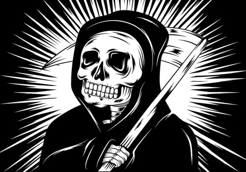Skull Reaper Linocut illustration vector