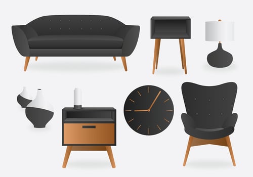 Realistic Grey Minimalist Interior Vector Pack