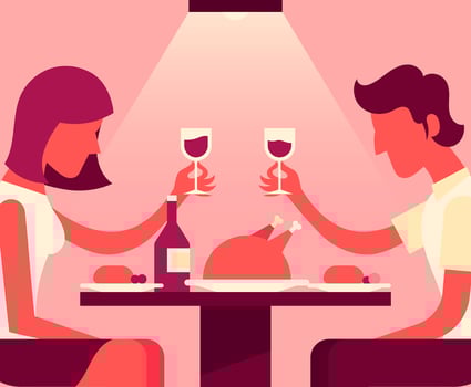 People Eating At Restaurant Illustration vector