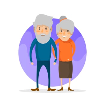 Flat Grandparents Character Vector Illustration