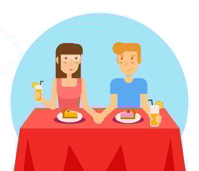 Couple Date Eating at Restaurant Vector