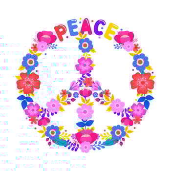 Peace Symbol With Flower vector