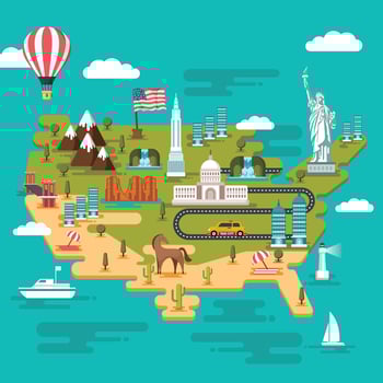 United States Landmark Map vector